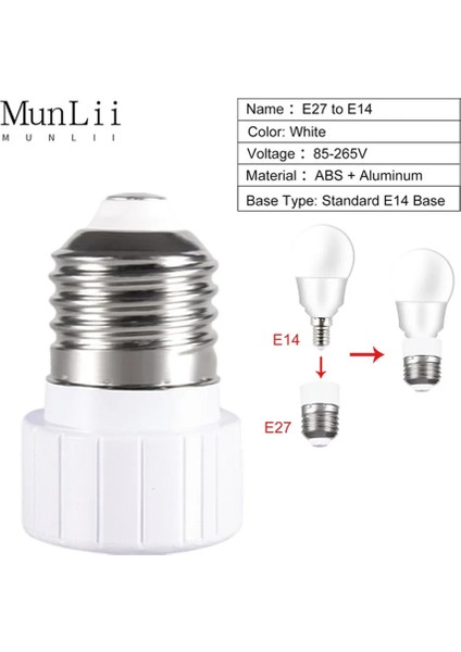 Munlii E27 To E14 Lamba Ampul Soket Tabanı Tutucu Dönüştürücü 86 ~ 265 V Işık Adaptörü Dönüşüm Yanmaz Ev Odası Aydınlatma Araçları (Yurt Dışından)