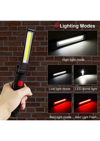 Küçük LED Cob Çalışma Gece Lambası USB Şarj Edilebilir Taşınabilir Katlanabilir Manyetik Taban Oto Tamir Açık Kamp Acil Flaş Işığı (Yurt Dışından) fiyatları