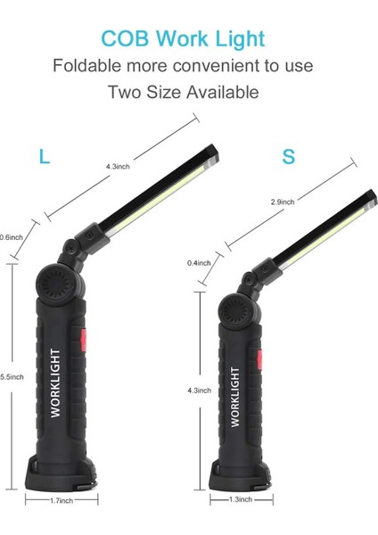 Küçük LED Cob Çalışma Gece Lambası USB Şarj Edilebilir Taşınabilir Katlanabilir Manyetik Taban Oto Tamir Açık Kamp Acil Flaş Işığı (Yurt Dışından) modelleri