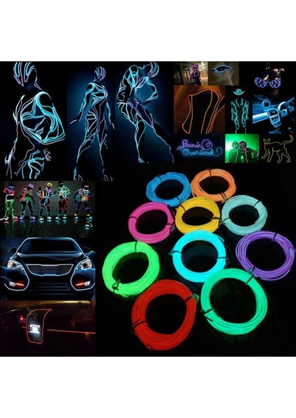 Xiyu Shop Sarı Stil 3 Milyon Glow El Tel Kablo LED Neon Noel Dans Partisi Dıy Kostümleri Giyim Aydınlık Araba Işık Dekorasyonu Elbise Topu Rave (Yurt Dışından)