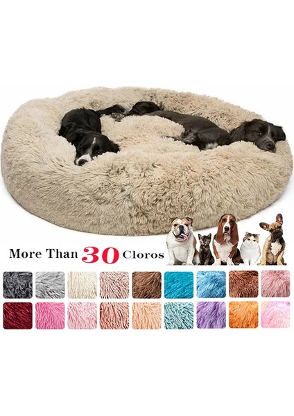 Gd-03-Parlak Pembe Stili 60CM Yeni Uzun Peluş Köpek Yatağı Büyük Köpekler Yatak Ev Pet Yuvarlak Yastık Yatak Sıcak Pet Aksesuarları Ev Yıkanabilir Köpek Yumuşak Çekyat (Yurt Dışından) fiyatları