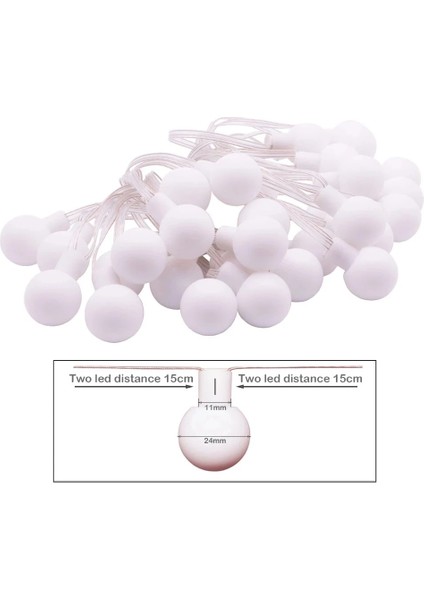 30LED Tarzı Beyaz DC5V WS2812B Rüya Renkli Rgb LED Yuvarlak Top Dize Işıklar Noel Partisi Doğum Günü Dekorasyon Bireysel Olarak Adreslenebilir IP67 (Yurt Dışından) modelleri