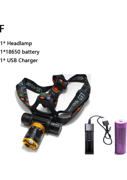 Siyah Stil F 4000 Lümen -T6 Spearfishing Dalış Kafası Lambası Su Geçirmez Far LED Aydınlatma LED Far Torch + 1 * Pil + Acşarj (Yurt Dışından)