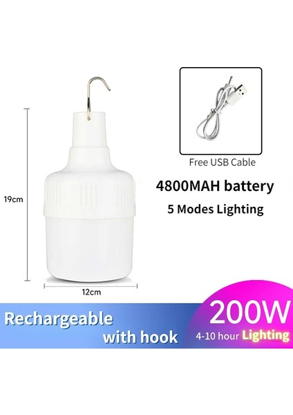 200W 200 W Taşınabilir Çadır Lambası Pil Fener Barbekü Kamp Işık Açık Ampul USB LED Acil Durum Işıkları Veranda Sundurma Bahçe Için (Yurt Dışından)