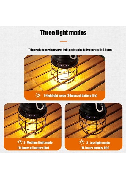 15W Mah Kamp Çadır Işığı Taşınabilir Retro Fener USB Şarj Edilebilir LED Ampul Kısılabilir Seyahat Balıkçılık Dış Aydınlatma (Yurt Dışından)