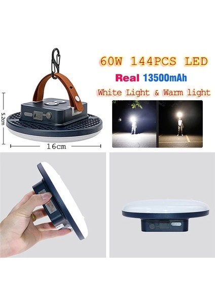 60W Mah Fener Taşınabilir 60 Watt LED Şarj Edilebilir Mıknatıs Güçlü El Feneri Balıkçı Işığı Açık Çalışma Tamir Kamp Feneri (Yurt Dışından)