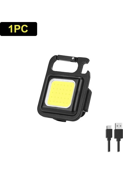 1 Bilgisayar Mini Cob LED El Feneri Anahtarlık Işık Çok Fonksiyonlu Taşınabilir Lamba USB Şarj Acil Durum Işıkları Açık Çalışma Kamp Feneri (Yurt Dışından)