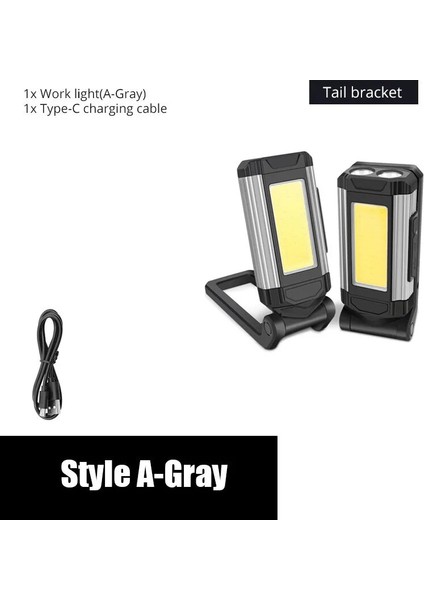 1 Parça Cob Çalışma Işığı USB Şarj Edilebilir LED El Feneri Taşınabilir Fener Kamp Işık Mıknatıs Tipi C Kablo ile Güç Bankası Fonksiyonu Lambası (Yurt Dışından)