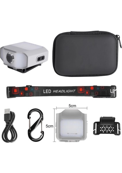 Gri Cob LED Far Sensörü Far Pil ile El Feneri USB Şarj Edilebilir Şapka Klip Işık Torch 5 Aydınlatma Modu Çalışma Işıkları (Yurt Dışından)
