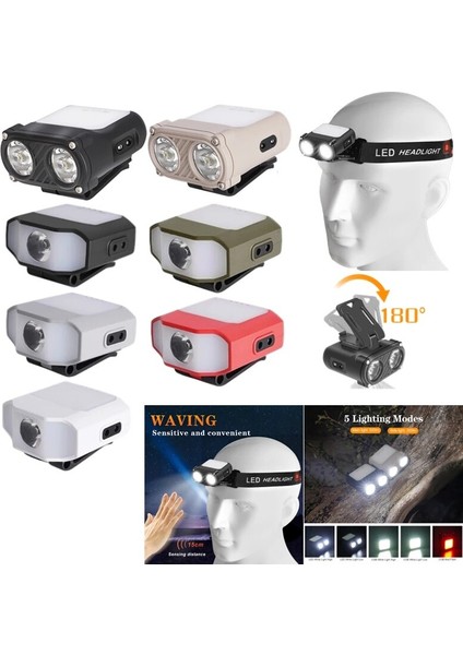 Gri Cob LED Far Sensörü Far Pil ile El Feneri USB Şarj Edilebilir Şapka Klip Işık Torch 5 Aydınlatma Modu Çalışma Işıkları (Yurt Dışından) modelleri