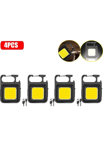 1 Adet Tarzı 4 Adet Mını LED Anahtarlık El Feneri USB Şarj Edilebilir Çalışma Işığı Açık Acil Durum Uyarı Işığı Küçük Tirbuşon Kamp Işık (Yurt Dışından)