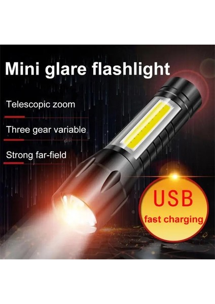 Sarı Dahili Pil Q5 Taşınabilir Mini LED El Feneri Yakınlaştırma Torch Cob Lam Lümen Ayarlanabilir Penlight Dış Mekan Için Su Geçirmez (Yurt Dışından)