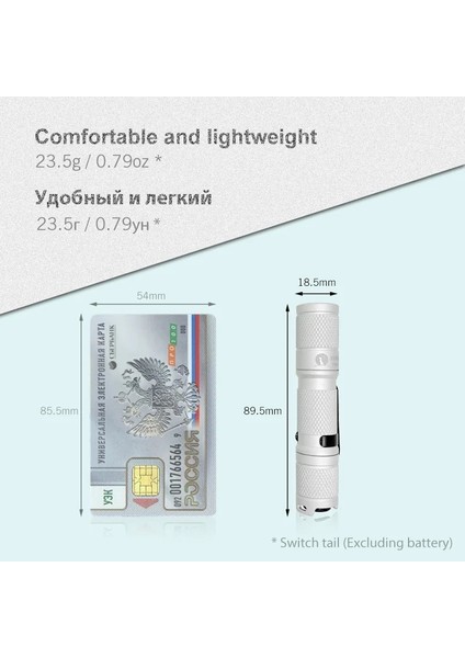 Beyaz El Feneri Aa El Feneri Lumintop Aracı Aa Mini Edc El Feneri 650 Lüme Metre Hafızalı Cep Feneri (Yurt Dışından)