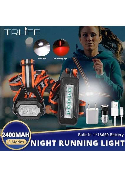 1200 Mah Ah LED Gece Çalışan Işık Giyilebilir Beyaz Göğüs Lambası USB Şarj Edilebilir 8000LM Tamir Fenerler Kırmızı Uyarı Lambası Far (Yurt Dışından) fiyatları