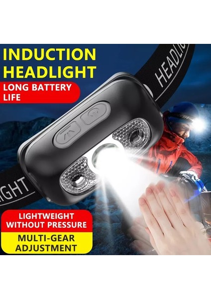 Siyah LED Far Vücut Hareket Sensörü Far USB Şarj ile Ah Kamp El Feneri Başkanı Işık Torch Lambası (Yurt Dışından) fiyatları