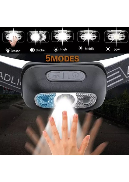 Siyah LED Far Vücut Hareket Sensörü Far USB Şarj ile Ah Kamp El Feneri Başkanı Işık Torch Lambası (Yurt Dışından) modelleri