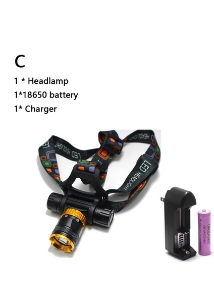 Siyah Stil C 4000 Lümen -T6 Spearfishing Dalış Kafası Lambası Su Geçirmez Far LED Aydınlatma LED Far Torch + 1 * Pil + Acşarj (Yurt Dışından)