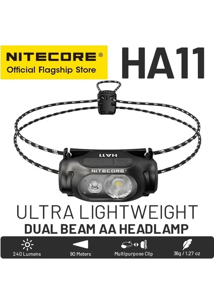 HA11 Nıtecore HA11 Far Lümen 36G Gece Koşu Balıkçılık Trekking Yol Gezisi Alkalin Aa Pil ile (Yurt Dışından)