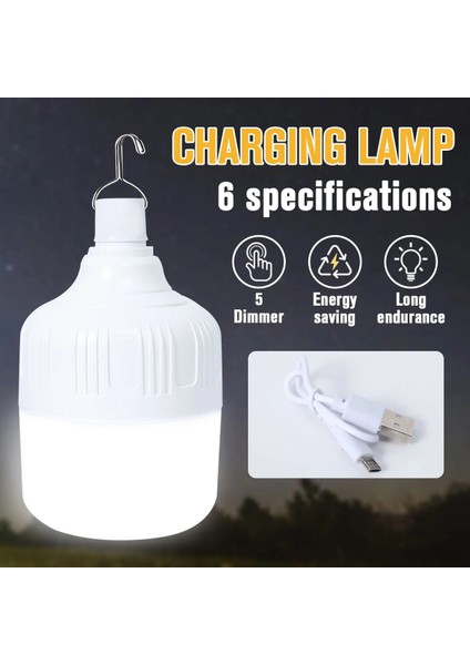 100W Taşınabilir Kamp Işıkları Acil Durum Ampul Yüksek Güç Çadır Aydınlatma Şarj Edilebilir LED Fener Kanca Kamp Balıkçılık Için Bahçe Lambası (Yurt Dışından)