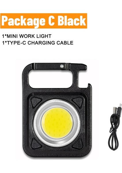 W5134-SIYAH Döngüsü Bölge Mini LED Çalışma Işığı 3 Renkli Kamp Yürüyüş El Feneri Güçlü Mıknatıs ile Taşınabilir Su Geçirmez Cob Flaş Işığı (Yurt Dışından)