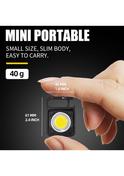 W5134-SIYAH Döngüsü Bölge Mini LED Çalışma Işığı 3 Renkli Kamp Yürüyüş El Feneri Güçlü Mıknatıs ile Taşınabilir Su Geçirmez Cob Flaş Işığı (Yurt Dışından)
