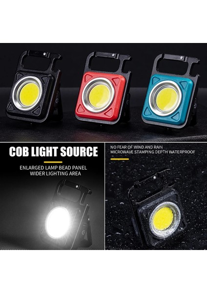 W5134-SIYAH Döngüsü Bölge Mini LED Çalışma Işığı 3 Renkli Kamp Yürüyüş El Feneri Güçlü Mıknatıs ile Taşınabilir Su Geçirmez Cob Flaş Işığı (Yurt Dışından)