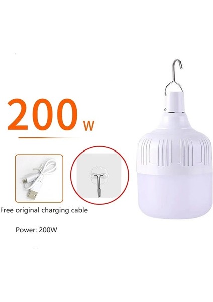 200W USB Şarj Edilebilir LED Acil Durum Işıkları Ev Açık Taşınabilir Lanterw Acil Durum Lambası Ampul Pil Fener Barbekü Kamp Işığı (Yurt Dışından)