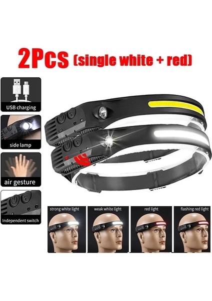 Değiştirilebilir 1-Ob LED Far Sensörü Far El Feneri Silikon USB Şarj Edilebilir Kafa Lambası Torch Açık Kamp Balıkçılık Çalışma Işığı (Yurt Dışından)