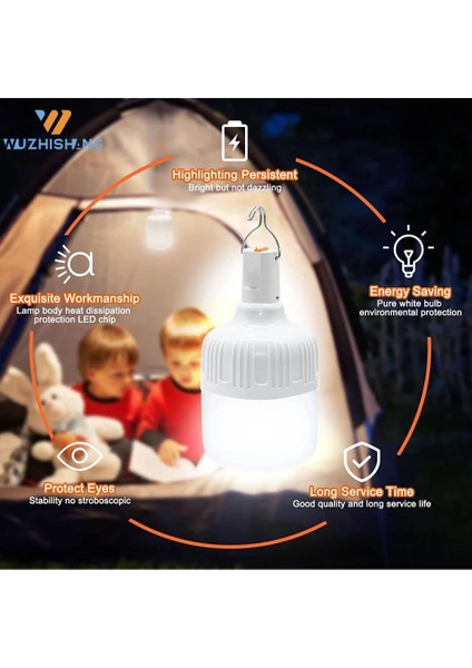 200W USB Şarj Edilebilir LED Acil Durum Işıkları Ev Açık Taşınabilir Lanterw Acil Durum Lambası Ampul Pil Fener Barbekü Kamp Işığı (Yurt Dışından) fırsatları