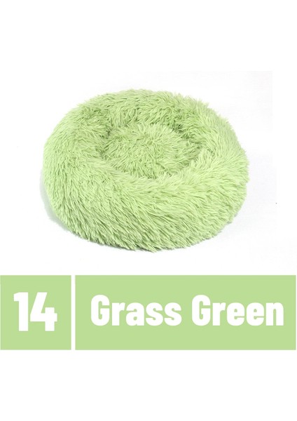 Çim Yeşili Stili M-60CM Tlny Uzun Peluş Kedi Yatak Ev Yavrusu Mat Kış Sıcak Uyku Kediler Yuva Yumuşak Uzun Peluş Köpek Sepeti Pet Yastık Taşınabilir Pet Yatak (Yurt Dışından)