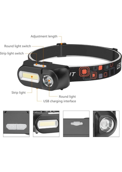 Değiştirilebilir Çift Anahtarlı USB Şarj Edilebilir Far 7 Modları 3 W Cob LED Far Su Geçirmez Kafa El Feneri Torch Bisiklet Gece Koşu Için (Yurt Dışından) modelleri