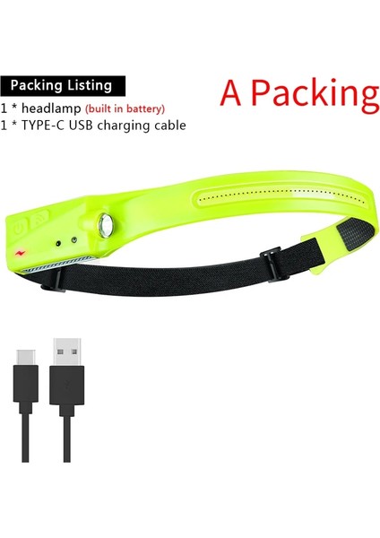 1 Parça Far Fener El Feneri Dahili Pil Kafa Torch LED Indüksiyon Şarj Edilebilir Far Açık Kamp Balıkçılık USB (Yurt Dışından)