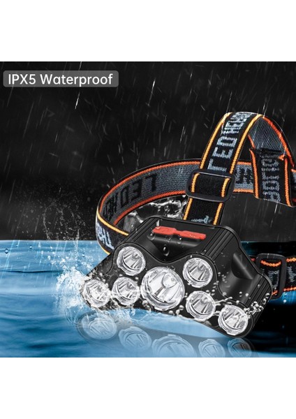 F-T21-5LED USB Şarj Edilebilir LED Far Süper Parlak 5 Çalışma Modu Far Gece Balıkçılık Yürüyüş Için Su Geçirmez Kafaya Monte El Feneri (Yurt Dışından) fırsatları