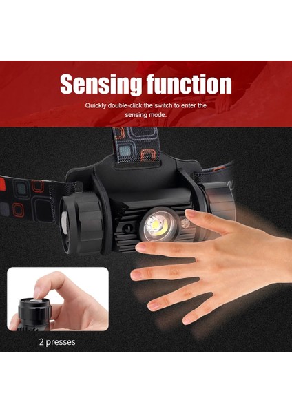 Siyah Stil C Boruit RJ-020 LED Indüksiyon Headlamlm Hareket Sensörü Far Şarj Edilebilir Kafa Torch Kamp Avcılık El Feneri (Yurt Dışından) fiyatları