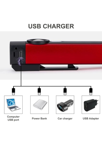 Cob Xpe LED El Feneri Kamp USB Şarjlı El Feneri Taşınabilir Uv Torch Işık 4 Mod Aydınlatma Çalışma Işığı Mıknatıs ile (Yurt Dışından)