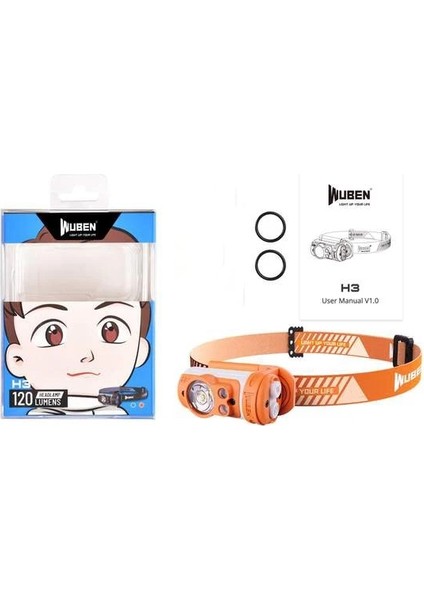 Turuncu Wuben H3 LED Far 120 Lümen P8 LED 7 Çalışma Modu Hardlight 360 Ayarlanabilir Mini Far Dış Aydınlatma Için (Yurt Dışından)