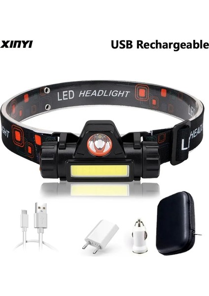 C USB Bağlantı Noktası Ön Far El Feneri Kafa Işık Lambası Şarj Edilebilir 2 Mod Cob +Xpe Pil ile Güçlü Lamba Fenerler Çalışıyor (Yurt Dışından) fiyatları