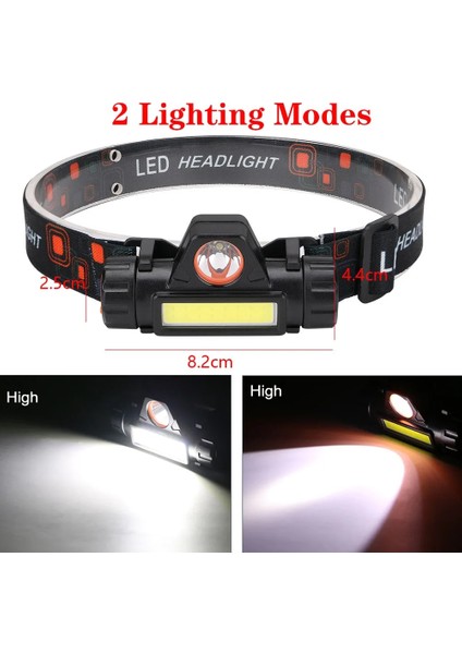 C USB Bağlantı Noktası Ön Far El Feneri Kafa Işık Lambası Şarj Edilebilir 2 Mod Cob +Xpe Pil ile Güçlü Lamba Fenerler Çalışıyor (Yurt Dışından) fırsatları