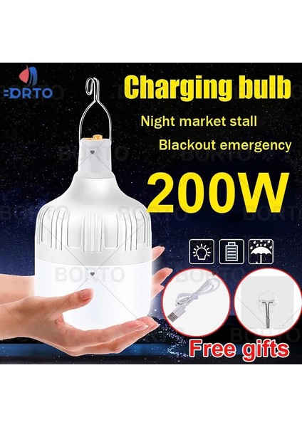 400W USB Şarj Edilebilir LED Acil Durum Işıkları Ev Açık Taşınabilir Lanterw Acil Durum Lambası Ampul Pil Fener Barbekü Kamp Işığı (Yurt Dışından) fiyatları