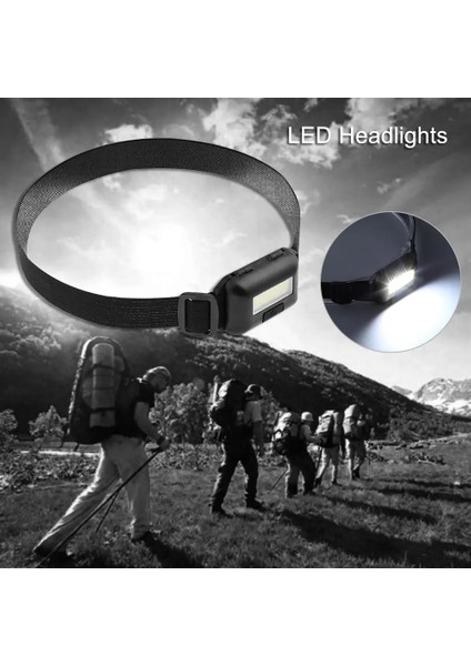 Siyah Stil Siyah Mini Cob LED Far 3 Modu Su Geçirmez Far Başkanı El Feneri Torch Lanterna Açık Kamp Gece Balıkçılık Lambası (Yurt Dışından) modelleri