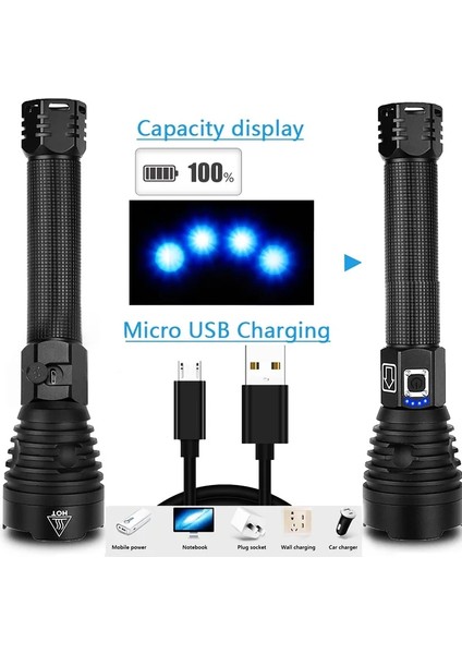 D-XHP70 CD Xph Ledpowerfulrechargeabletactalhandledc Flanlıght Cob Bikecampingunderwatersearch Sportable Işık (Yurt Dışından) fırsatları