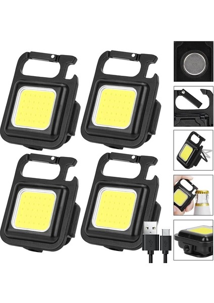 2 Adet 4 Adet LED Mini El Feneri Çalışma Işığı Taşınabilir Anahtarlık Işık USB Şarj Edilebilir Torch Lambası Açık Su Geçirmez Acil Durum Işıkları (Yurt Dışından) fiyatları