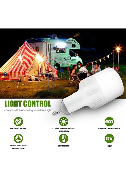 60W Açık Ampul USB Şarj Edilebilir Ampul Işığı Acil Durum Işıkları Taşınabilir Çadır Lambası Kamp Balıkçılık Kanca Gece Lambası Barbekü Asılı Işık (Yurt Dışından) modelleri