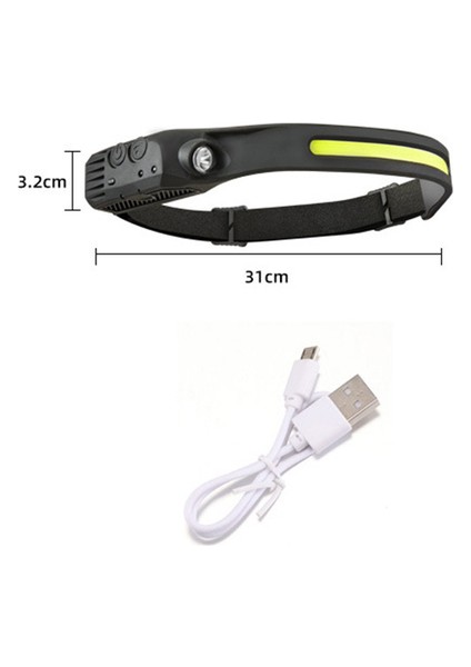 1cob LED Far Hareket Sensörü Kafa Lambası, Koşu, Kamp, Yürüyüş Için Ayarlanabilir Kafa Bandı Açık Su Geçirmez El Feneri (Yurt Dışından)