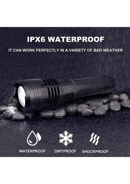 2000MAH-18650 Tarzı XHP120-B Yüksek Güçlü XHP120 LED El Feneri Süper Parlak Zumlanabilir Taktik El Feneri Pil USB Şarj Edilebilir Tch (Yurt Dışından)