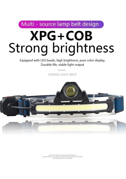 Beyaz Xpg + Cob Indüksiyon Far LED Pan-Kafa Işık Yakınlaştırma Güçlü Işık Çalışma Işığı Tip-C Şarj Edilebilir Gece Balıkçılık Sürüş Işığı (Yurt Dışından) modelleri