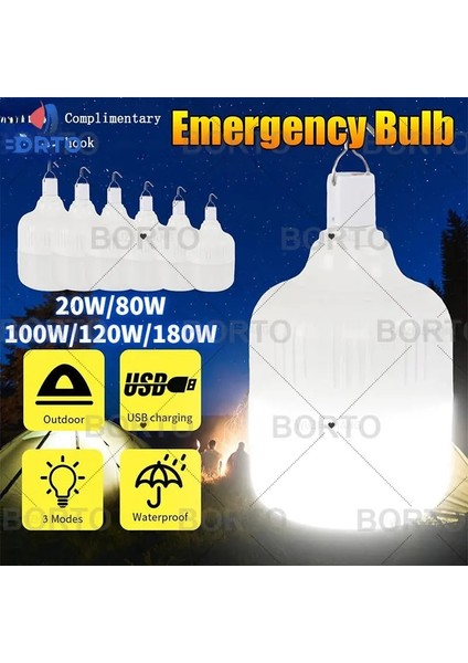 150W 180 W Taşınabilir Çadır Lambası LED Işıkları USB Şarj Edilebilir Acil Durum Ampul Yüksek Güç Çadır Aydınlatma Açık Kamp Ekipmanları Ampuller (Yurt Dışından)