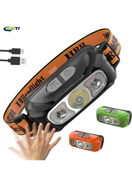 Yeşil Mini Şarj Edilebilir Güçlü Sensör Far Balıkçılık Kamp USB Kafa El Feneri Cob LED Kafa Işıklı Fener Farlar Ön Fener (Yurt Dışından) fiyatları