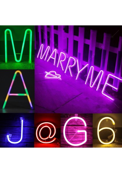 Q Stili No.6 Boyutu Romantik Mektup Neon Işık LED Alfabe Kalp Numarası Dekoratif Lamba Bar Reklam Logosu Parti Yatak Odası Aralık Gece Lambası (Yurt Dışından)