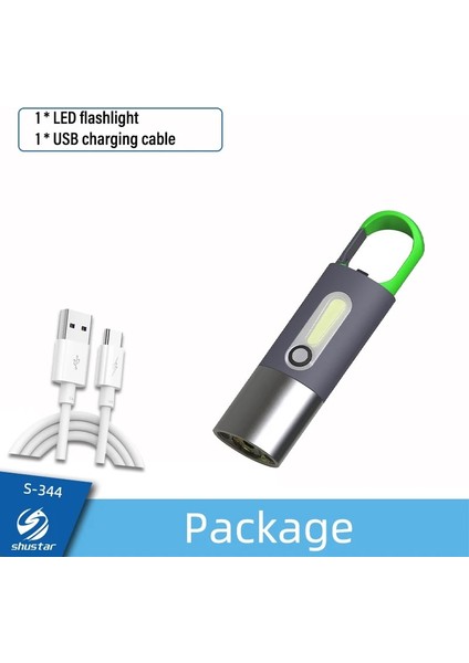 Paket Mini Taşınabilir El Feneri, LED + Cob Anahtar Işığı, Yan Işık Aydınlatması, Dört Işık Modu, Su Geçirmez El Feneri (Yurt Dışından)